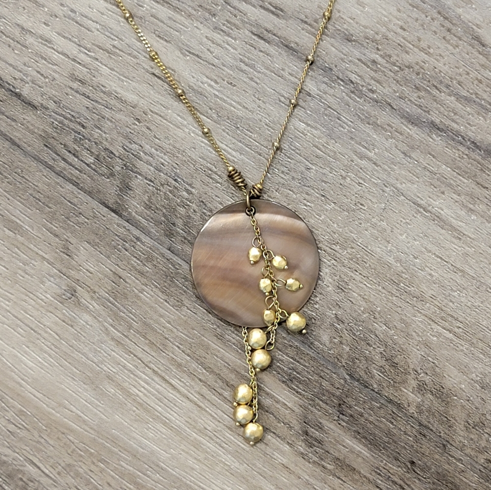 Lia Sophia "TOASTED" Mother of Pearl Shell Necklace